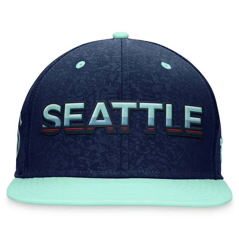 Men's Fanatics Deep Sea Blue/Light Blue Seattle Kraken Authentic Pro City Snapback Hat