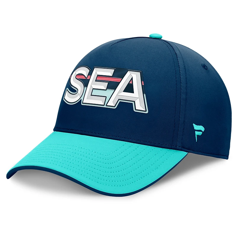 Men's Fanatics Deep Sea Blue/Light Blue Seattle Kraken Authentic Pro Rink Team Code Flex Hat