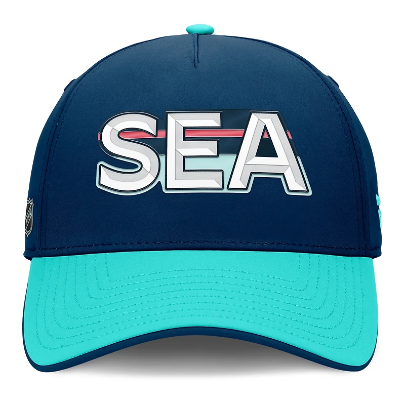 Men's Fanatics Deep Sea Blue/Light Blue Seattle Kraken Authentic Pro Rink Team Code Flex Hat