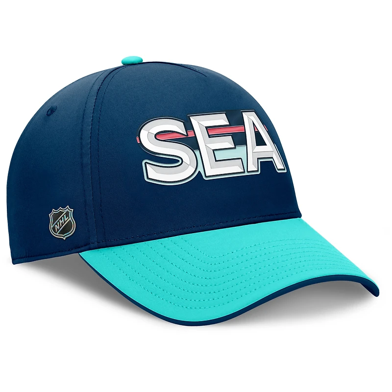 Men's Fanatics Deep Sea Blue/Light Blue Seattle Kraken Authentic Pro Rink Team Code Flex Hat