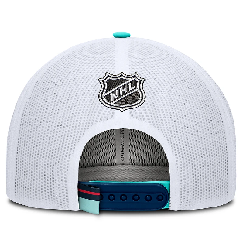 Men's Fanatics Deep Sea Blue/White Seattle Kraken Authentic Pro Rink Adjustable Trucker Hat