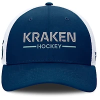 Men's Fanatics Deep Sea Blue/White Seattle Kraken Authentic Pro Rink Lockup Adjustable Trucker Hat