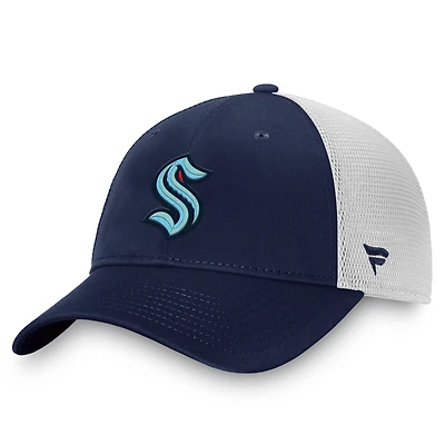 Men's Fanatics Deep Sea Blue/White Seattle Kraken Core Primary Logo Trucker Adjustable Hat