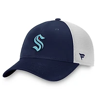 Men's Fanatics Deep Sea Blue/White Seattle Kraken Core Primary Logo Trucker Adjustable Hat