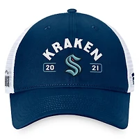 Men's Fanatics Deep Sea Blue/White Seattle Kraken Free Kick Trucker Adjustable Hat