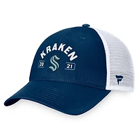 Men's Fanatics Deep Sea Blue/White Seattle Kraken Free Kick Trucker Adjustable Hat