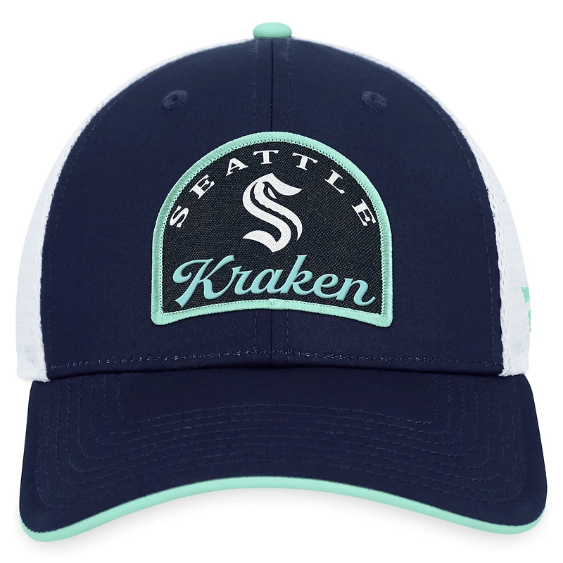 Men's Fanatics Deep Sea Blue/White Seattle Kraken Fundamental Adjustable Hat