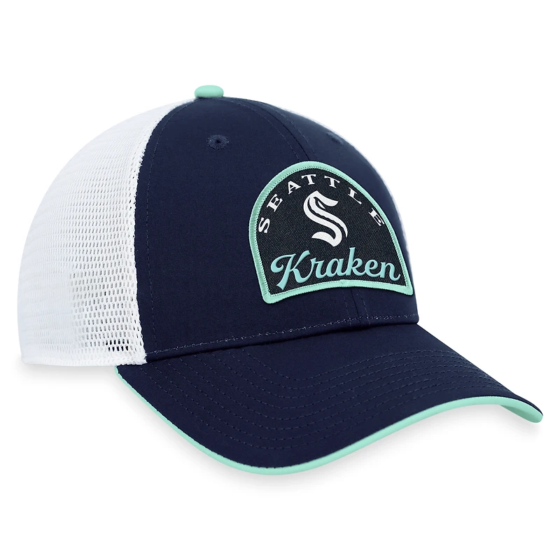 Casquette ajustable Seattle Kraken Fundamental Fanatics Deep Sea bleu/blanc pour hommes