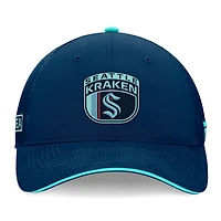 Casquette réglable de camionneur sur scène Seattle Kraken 2024 de la LNH Fanatics Deep Sea Blue pour hommes