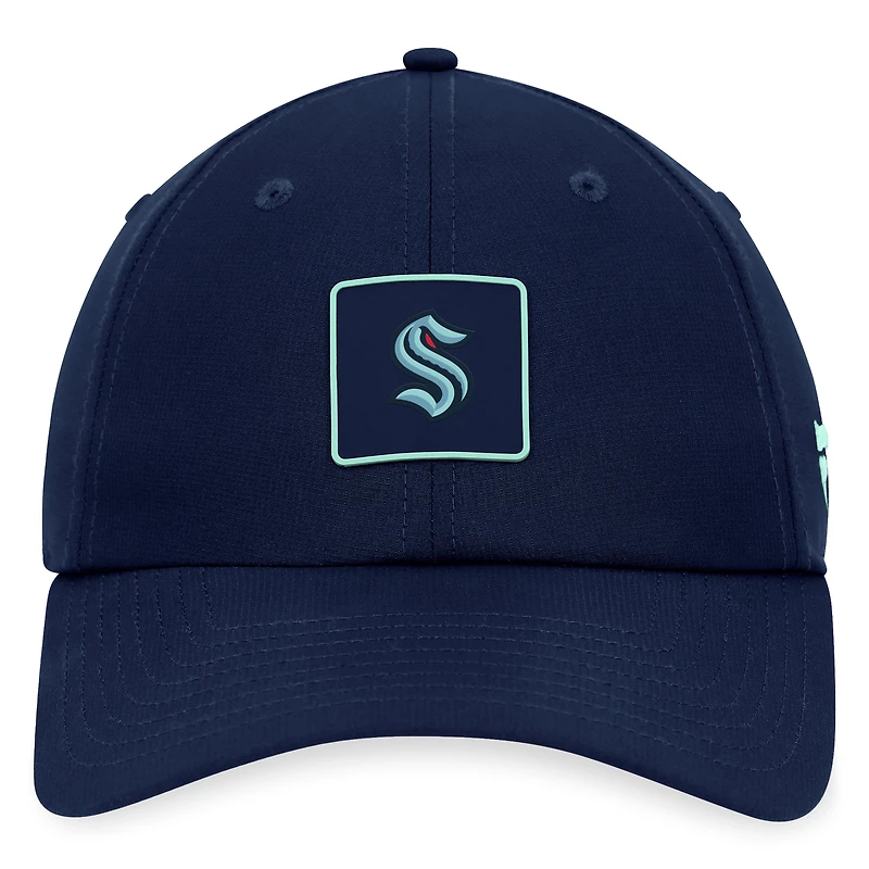 Casquette de performance ajustable Fanatics Deep Sea Blue Seattle Kraken Authentic Pro pour homme