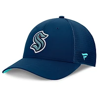 Men's Fanatics Deep Sea Blue Seattle Kraken Authentic Pro Home Ice Trucker Adjustable Hat