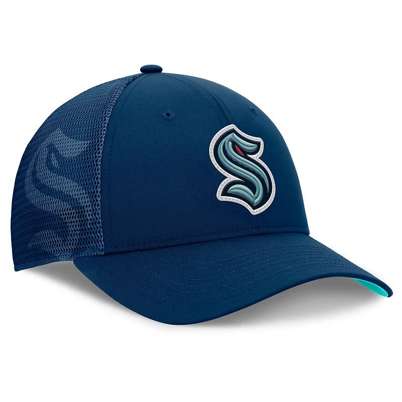 Men's Fanatics Deep Sea Blue Seattle Kraken Authentic Pro Home Ice Trucker Adjustable Hat
