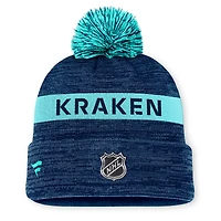 Bonnet en tricot à revers avec pompon authentique Pro Rink Seattle Kraken de Fanatics Deep Sea Blue pour homme