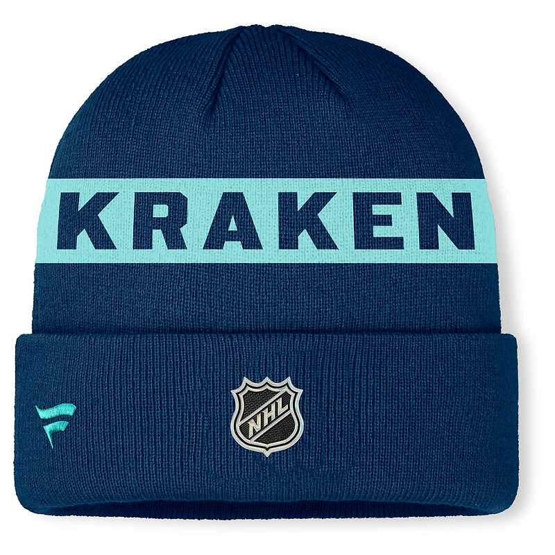 Men's Fanatics Deep Sea Blue Seattle Kraken Authentic Pro Rink Cuffed Knit Hat