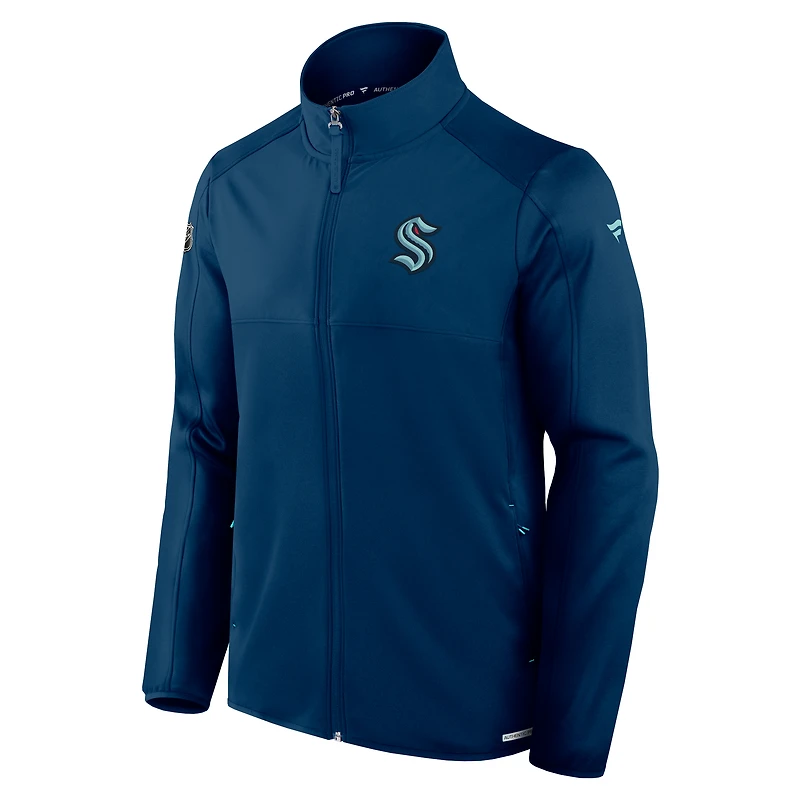 Veste polaire zippée intégrale Fanatics Deep Sea Blue Seattle Kraken Authentic Pro Rink pour homme