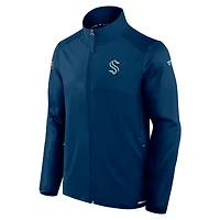 Veste polaire zippée intégrale Fanatics Deep Sea Blue Seattle Kraken Authentic Pro Rink pour homme