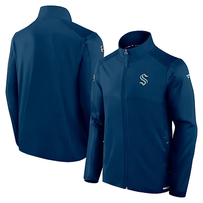 Veste polaire zippée intégrale Fanatics Deep Sea Blue Seattle Kraken Authentic Pro Rink pour homme