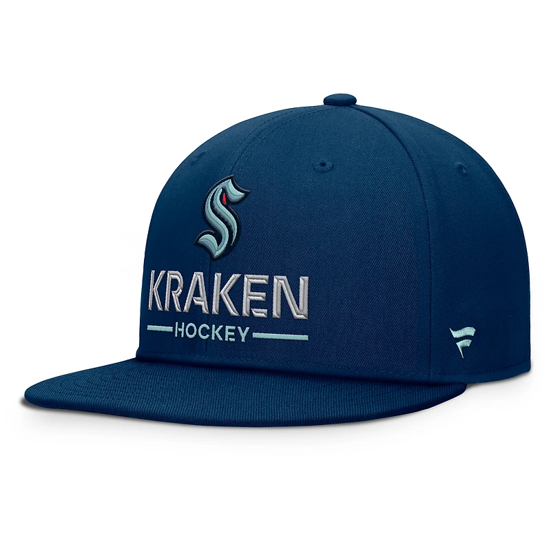 Men's Fanatics Deep Sea Blue Seattle Kraken Authentic Pro Rink Lockup Snapback Hat