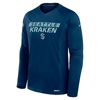 Men's Fanatics Deep Sea Blue Seattle Kraken Authentic Pro Rink Tech Raglan Long Sleeve T-Shirt