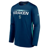 Fanatics Deep Sea Blue Seattle Kraken Authentic Pro Tech pour hommes - T-shirt à manches longues