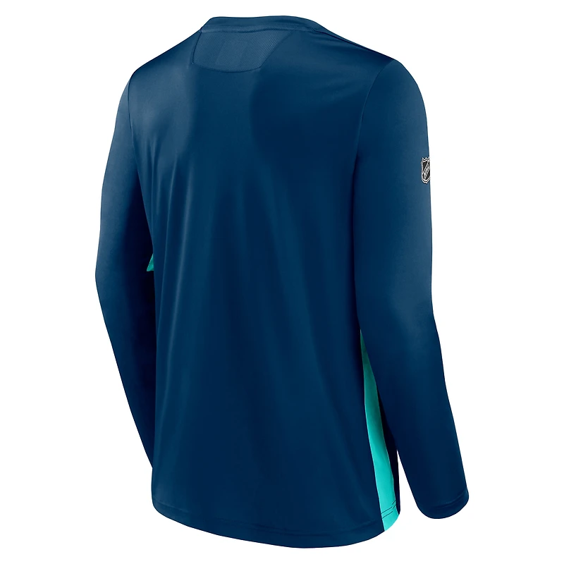 Fanatics Deep Sea Blue Seattle Kraken Authentic Pro Tech pour hommes - T-shirt à manches longues