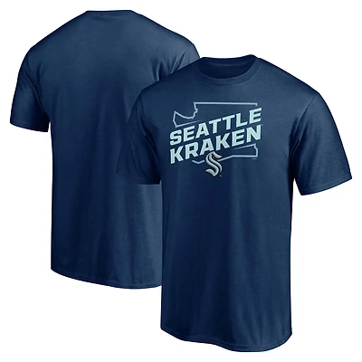 T-shirt bleu marine pour homme Fanatics Seattle Kraken Block Party Push Ahead