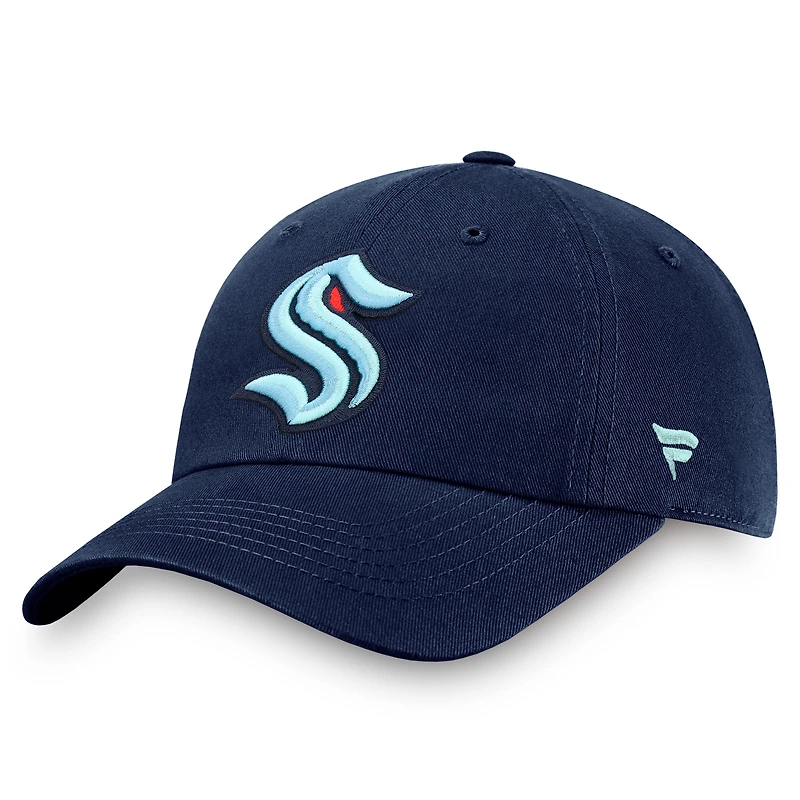 Casquette ajustable pour homme Fanatics Deep Sea Blue Seattle Kraken Core avec logo principal