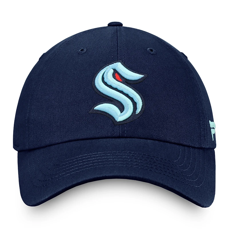 Casquette ajustable pour homme Fanatics Deep Sea Blue Seattle Kraken Core avec logo principal