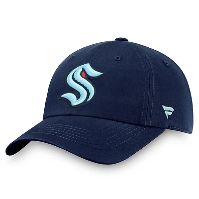 Casquette ajustable pour homme Fanatics Deep Sea Blue Seattle Kraken Core avec logo principal