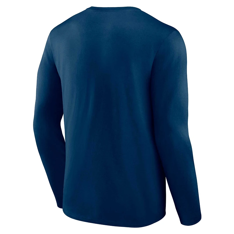 Fanatics Deep Sea Blue Seattle Kraken Embellishment pour hommes - T-shirt à manches longues
