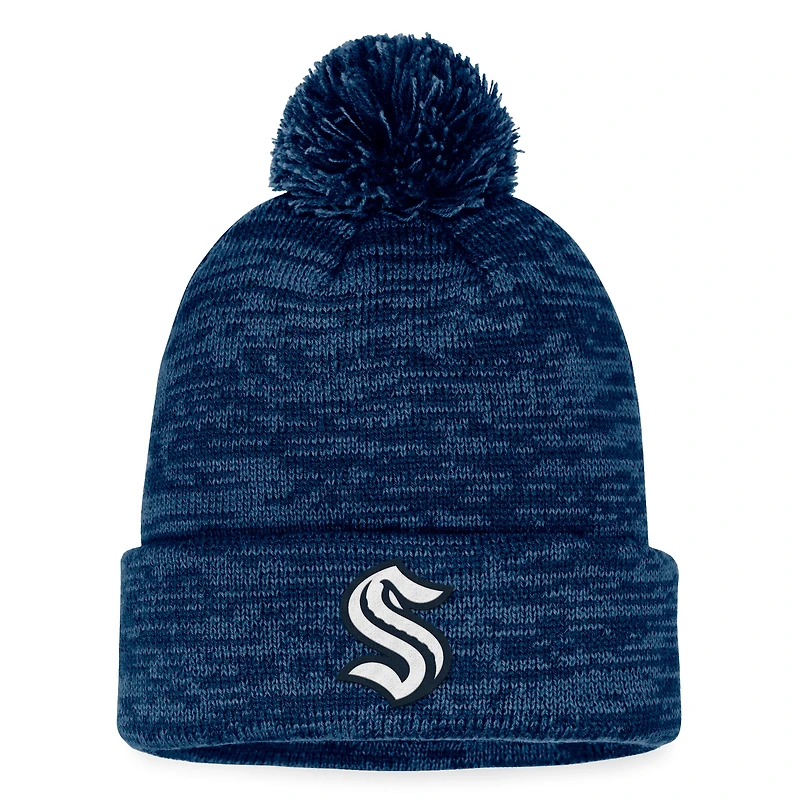 Men's Fanatics Deep Sea Blue Seattle Kraken Fundamental Cuffed Knit Hat with Pom