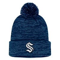 Men's Fanatics Deep Sea Blue Seattle Kraken Fundamental Cuffed Knit Hat with Pom
