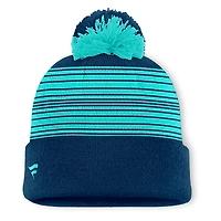 Bonnet tricoté à revers et pompon pour homme Fanatics Deep Sea Blue Seattle Kraken Fundamental Spirit