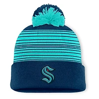Men's Fanatics  Deep Sea Blue Seattle Kraken Fundamental Spirit Cuffed Pom Knit Hat