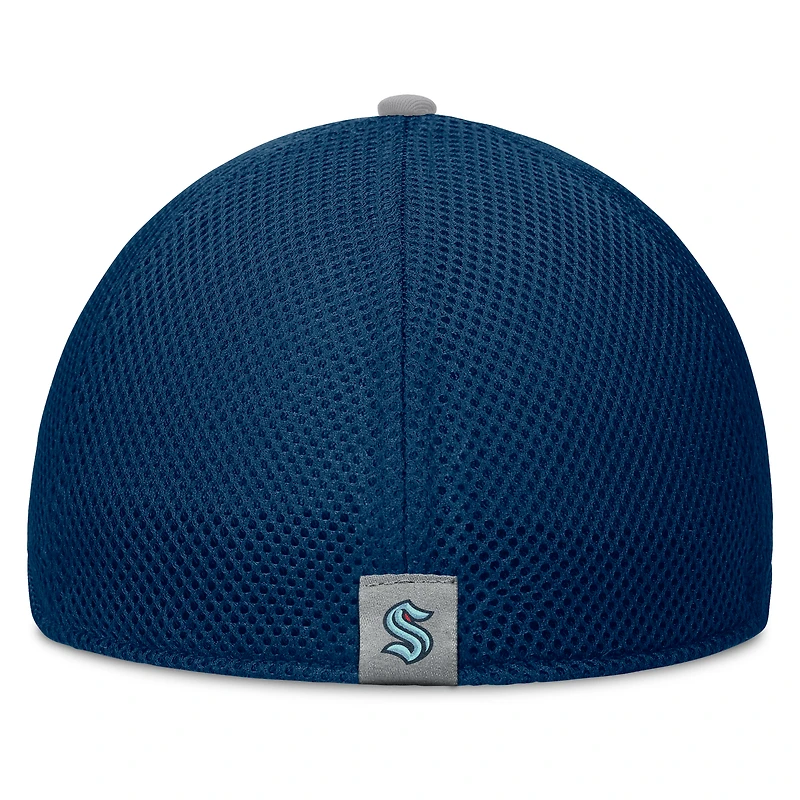 Casquette Fanatics Deep Sea Blue Seattle Kraken Fundamentals Span Flex pour homme