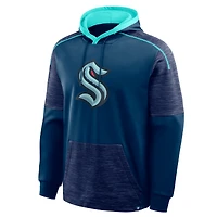 Men's Fanatics Deep Sea Blue Seattle Kraken Goaltender Defender Pullover Hoodie