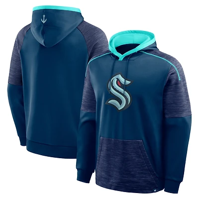 Men's Fanatics Deep Sea Blue Seattle Kraken Goaltender Defender Pullover Hoodie