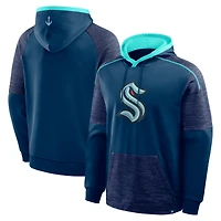 Men's Fanatics Deep Sea Blue Seattle Kraken Goaltender Defender Pullover Hoodie
