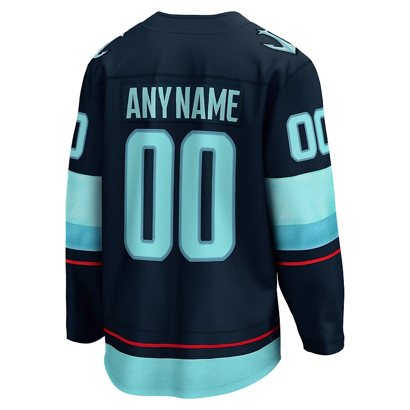 Men's Fanatics Deep Sea Blue Seattle Kraken Home  Breakaway Custom Jersey