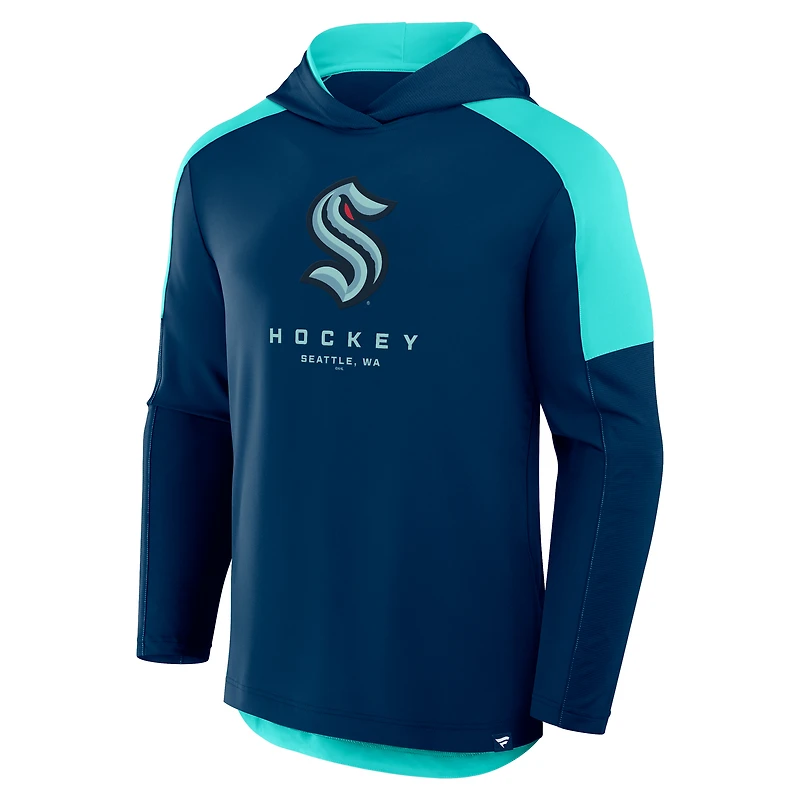 Men's Fanatics Deep Sea Blue Seattle Kraken Meta Game Transitional Pullover Hoodie