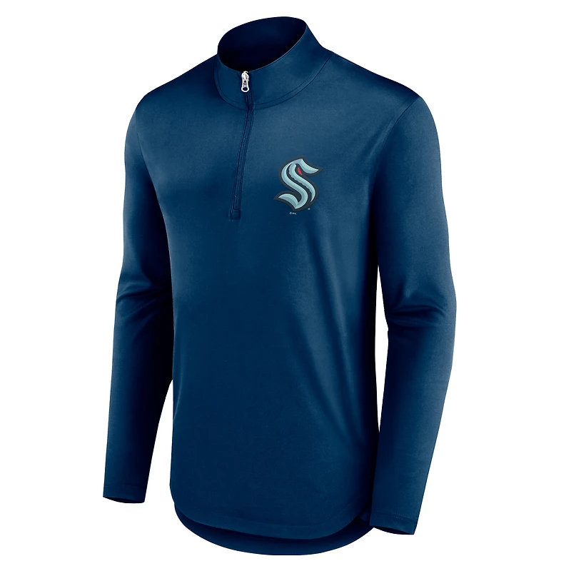 Men's Fanatics Deep Sea Blue Seattle Kraken Mock Neck Quarter-Zip Top