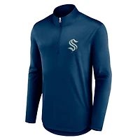 Men's Fanatics Deep Sea Blue Seattle Kraken Mock Neck Quarter-Zip Top