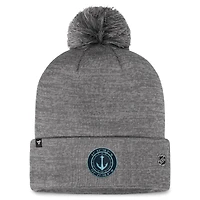 Men's Fanatics  Gray Seattle Kraken Authentic Pro Home Ice Cuffed Knit Hat with Pom