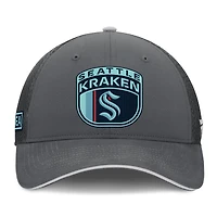 Men's Fanatics Gray Seattle Kraken Authentic Pro Home Ice Trucker Adjustable Hat