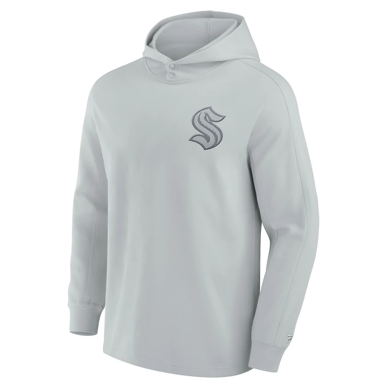 Men's Fanatics Gray Seattle Kraken Elements Lightweight Tri-Blend Fleece Hoodie