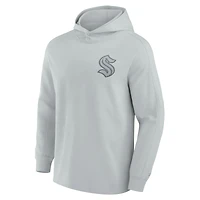 Men's Fanatics Gray Seattle Kraken Elements Lightweight Tri-Blend Fleece Hoodie