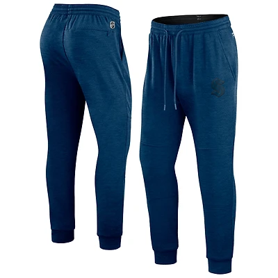 Men's Fanatics Heather Deep Sea Blue Seattle Kraken Authentic Pro Road Jogger Sweatpants