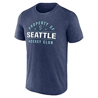 T-shirt Fanatics Heather Deep Sea Blue pour homme avec logo Seattle Kraken Property Of