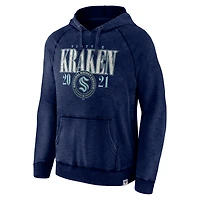 Sweat à capuche raglan épaule Seattle Kraken Heather Deep Sea Blue pour hommes Fanatics