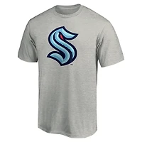 T-shirt fanatiques pour hommes gris chiné Seattle Kraken Big & Tall avec logo principal